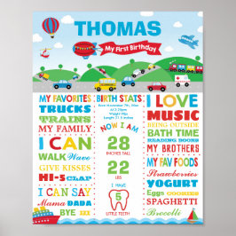 Poster Estatísticas de Nascimento do 1º Aniversário de Tr