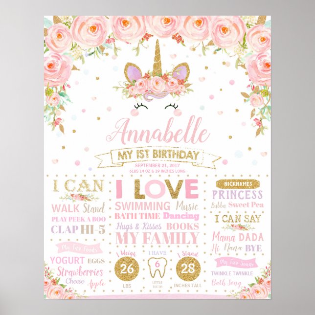 Poster Estatísticas de Nascimento do 1º Aniversário do Un (Frente)