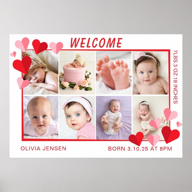 Poster Estatísticas de Nascimento do Bebê Feliz Natal 4 F (Frente)