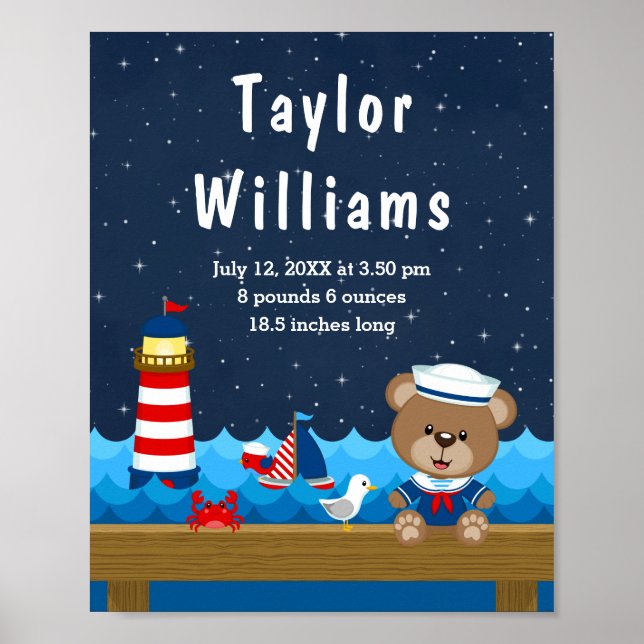 Poster Estatísticas de Nascimento do Marinho Vermelho do  (Frente)