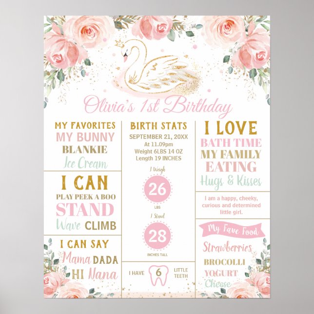 Poster Estatísticas de Nascimento do primeiro aniversario (Frente)