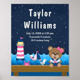 Poster Estatísticas de Nascimento do Urso Rosa-Rosa do Ná