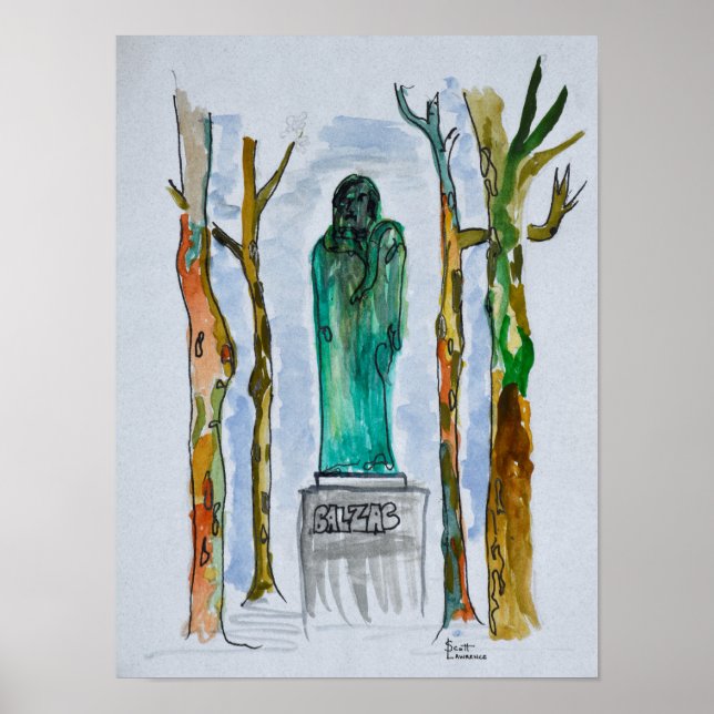 Poster Estátua Balzac de Rodin | Paris, França (Frente)