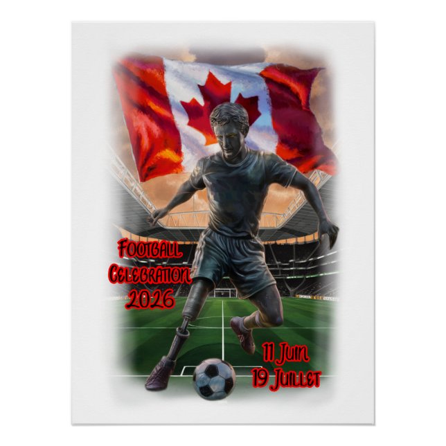 Pôster Estátua Canadense Celebra Futebol em um (Frente)