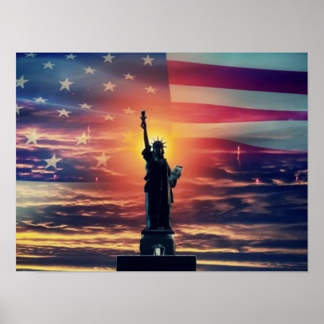 Poster Estátua da Bandeira da Liberdade Americana (Frente)