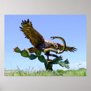 Pôster Estátua da brasão mexicana