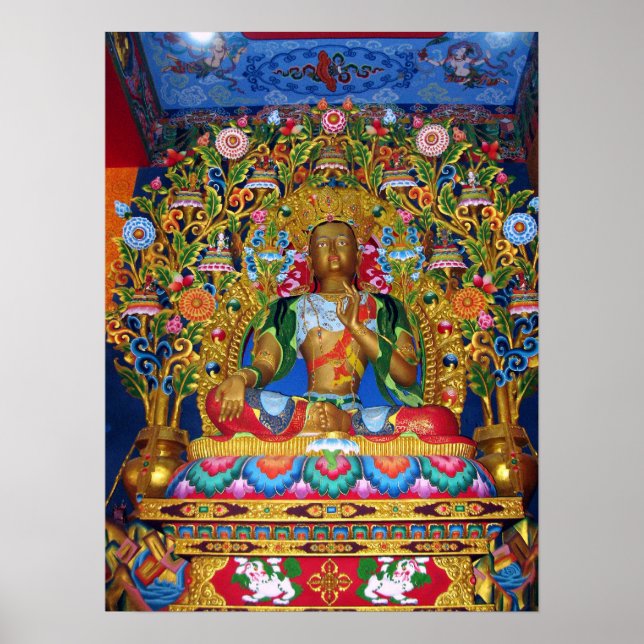 Pôster Estátua da Deusa Tara Verde da Compaixão (Frente)