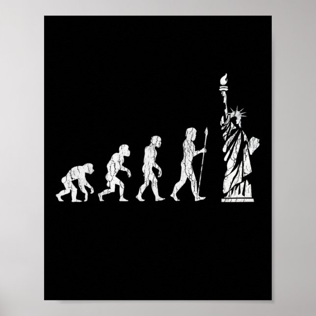 Poster Estátua Da Evolução Humana Da Liberdade Resistir A (Frente)