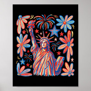 Poster Estátua da Liberdade Americana Em 4 De Julho