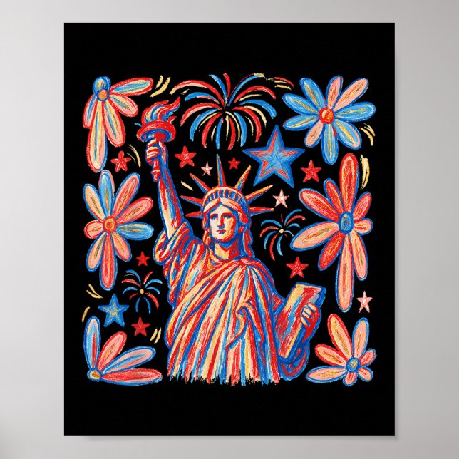 Poster Estátua da Liberdade Americana Em 4 De Julho (Frente)