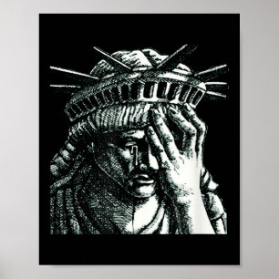 Poster Estátua Da Liberdade Chorando Anti-Trump Resiste N
