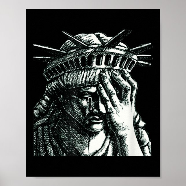 Poster Estátua Da Liberdade Chorando Anti-Trump Resiste N (Frente)