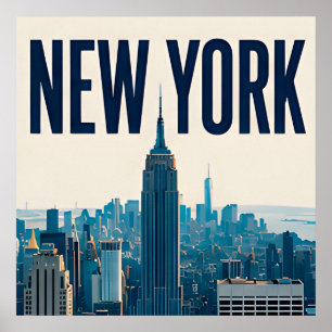 Poster Estátua da Liberdade do Horizonte de Nova York Via