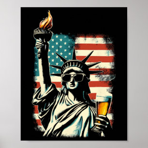 Poster Estátua da Liberdade dos EUA Festa de Cerveja do 4