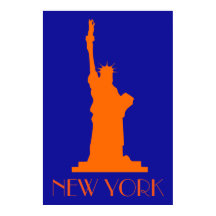 Estátua da Liberdade e Nova Iorque em Laranja e Az