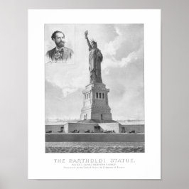 Poster Estátua da Liberdade e Retrato Bartoldi