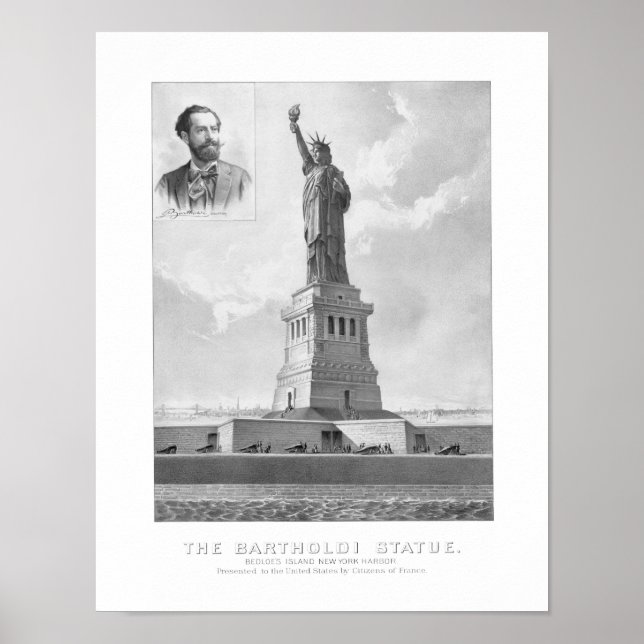 Poster Estátua da Liberdade e Retrato Bartoldi (Frente)