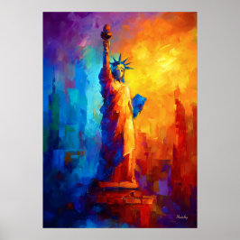 Poster Estátua da Liberdade Impressionista Nova York Arte