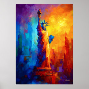 Poster Estátua da Liberdade Impressionista Nova York Arte