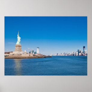 Pôster Estátua da liberdade, Rio Hudson e Manhattan
