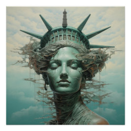 Pôster Estátua da Liberdade - Surrealismo