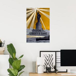 Poster Estátua da Liberdade Tocha & Marinha dos EUA Segun
