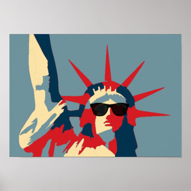 Poster Estátua da Liberdade Vestindo óculos de sol (Frente)