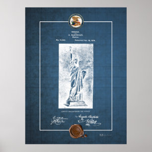 Poster Estátua da Liberty Vintage Patent Blueprint