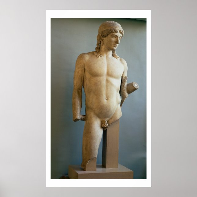 Poster Estátua de Apollo, grega, c.480-400 a.C. (mármore) (Frente)