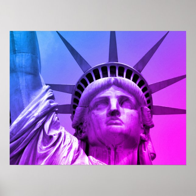 Poster Estátua de Arte Pop Azul da Liberdade em Nova Iorq (Frente)
