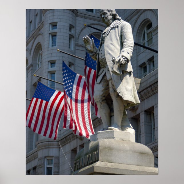Pôster estátua de Benjamin Franklin em Washington, DC (Frente)