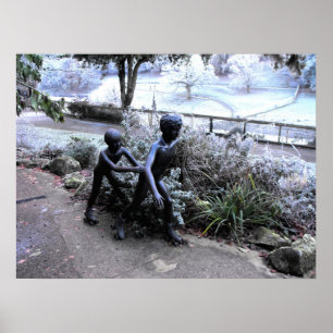 Poster Estátua de bronze da patinagem das crianças