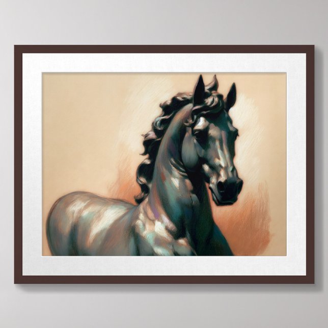 Poster Estátua de Cavalo de Bronze de Desenho de Pastel (Criador carregado)