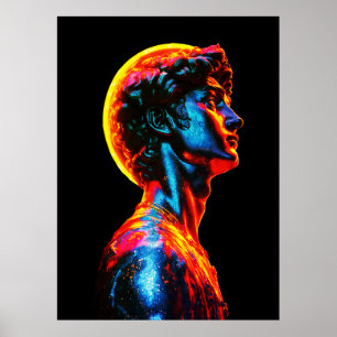 Poster Estátua de David em Neon 