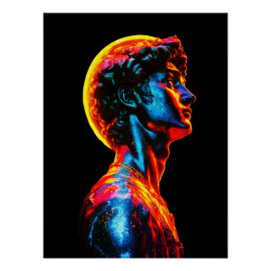 Pôster Estátua de David em Neon 