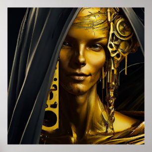 Poster estátua de fantasia de mulheres bronze ouro preto