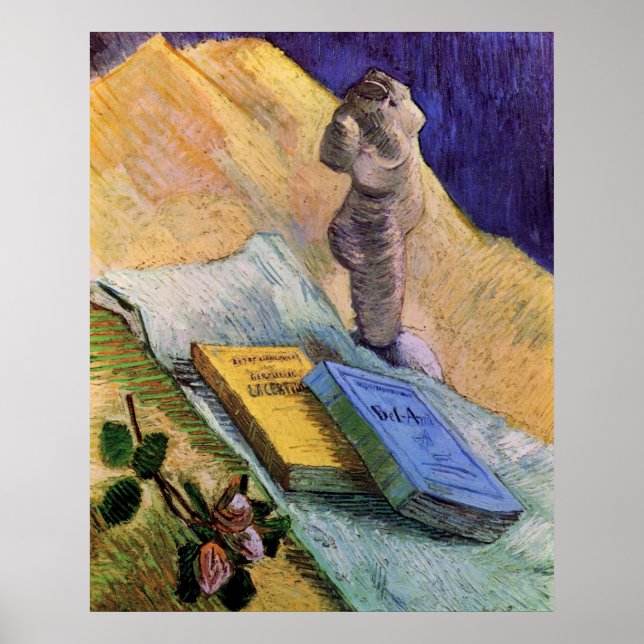 Poster Estátua de gesso Rosa e Romances Vincent van Gogh (Frente)