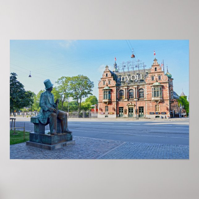 Poster Estátua de Hans Christian Andersen, Copenhague Din (Frente)