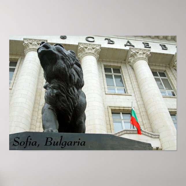 Poster Estátua de leões, Sofia, Bulgária (Frente)