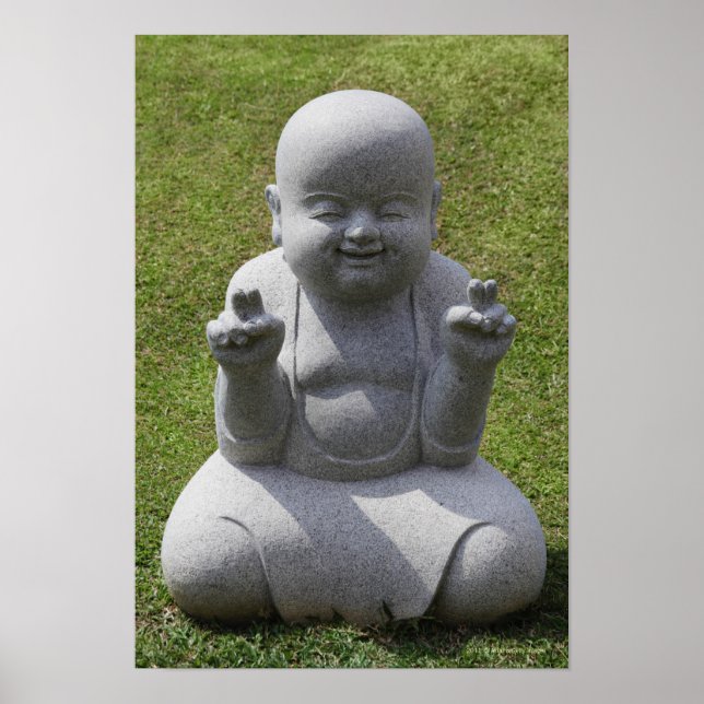 Poster Estátua de pedra de Buda feliz (Frente)