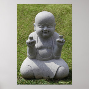 Poster Estátua de pedra de Buddha feliz