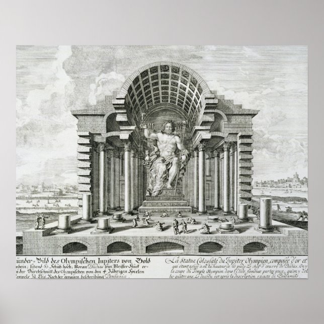Poster Estátua de Zeus Olímpico, feita por Phidias em our (Frente)