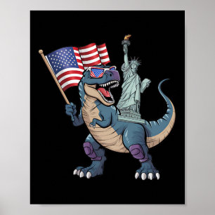 Poster Estátua Dino Da Liberdade Em 4 De Julho, Meninos E