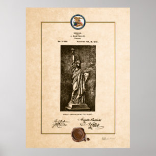 Poster Estátua do Documento de Patentes da Liberdade Vint