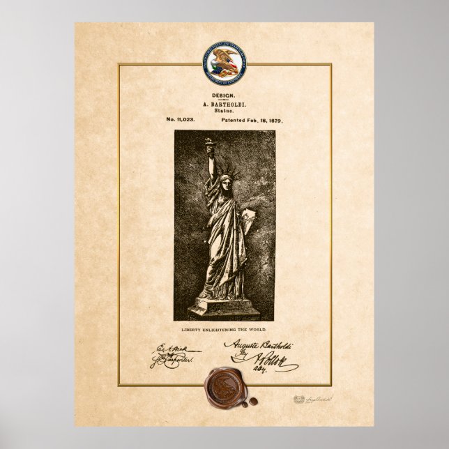 Poster Estátua do Documento de Patentes da Liberdade Vint (Frente)