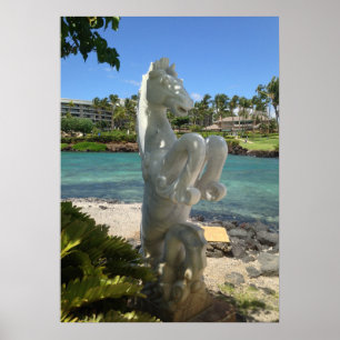 Pôster Estátua do hipocampo (Mar-Cavalo), Waikoloa, Hava