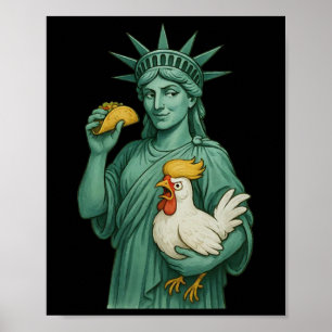 Poster Estátua do Vamos Patriótico Engraçado da Liberdade