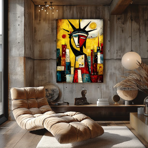 Poster Estátua Liberdade Expressionismo Abstrato Contempo
