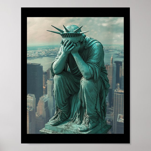 Poster Estátua Mulher Da Liberdade Facepalm V-neck (Frente)