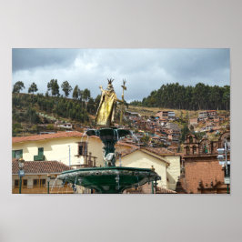 Poster Estátua Pachacuti em Cusco, Peru